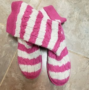 Pink and white striped UGGs